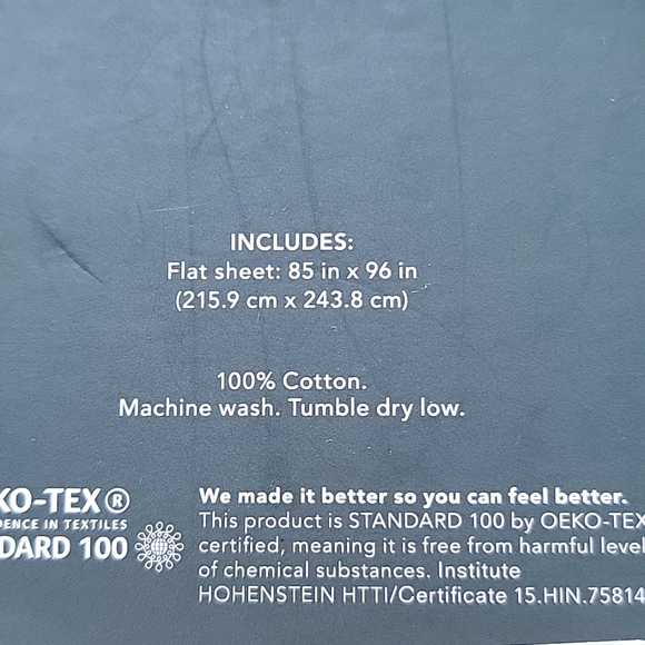 Threshold Full 300 Thread Count Ultra Soft Flat Sheet Dark Blue - Picture 8 of 8